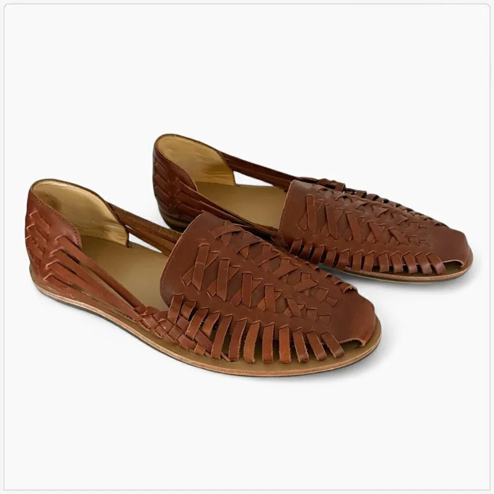 Nisola Men's Brown Huarache Sandals Leather Hand Woven Summer New NIB 11.5